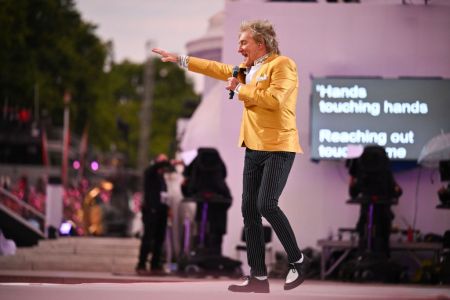 Sir Rod Stewart performs onstage during the Platinum Party at the Palace in front of Buckingham Palace on June 4.