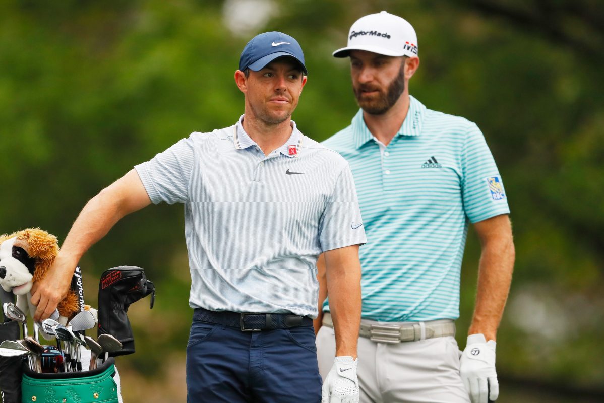 Rory McIlroy and Dustin Johnson prepare to play at Augusta National Golf Club in 2019