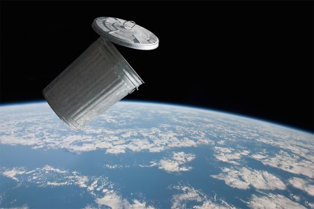 Trash can in Earth's orbit