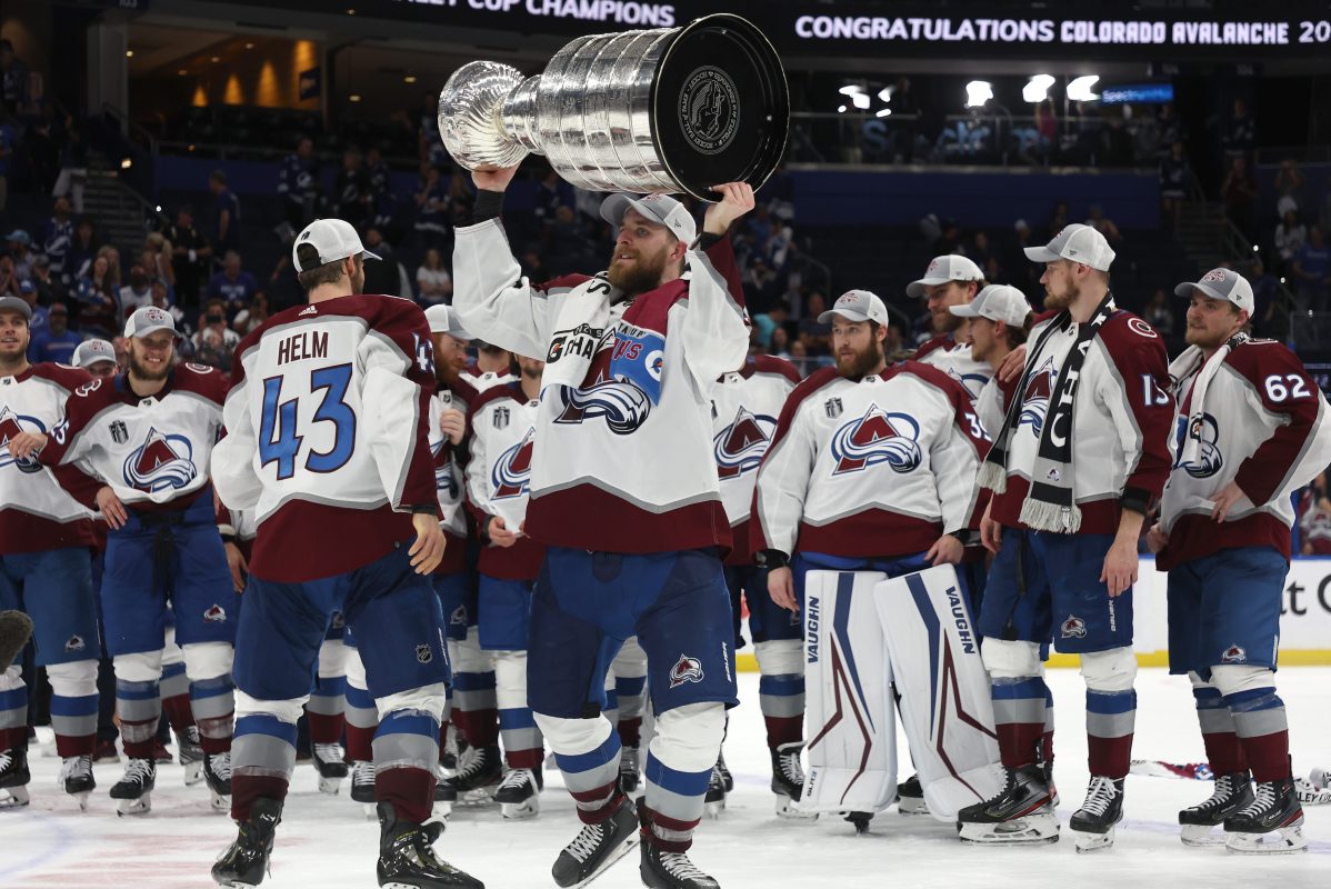 LOOK: Avalanche winger falls, dents Stanley Cup in celebration – NBC Sports  Philadelphia