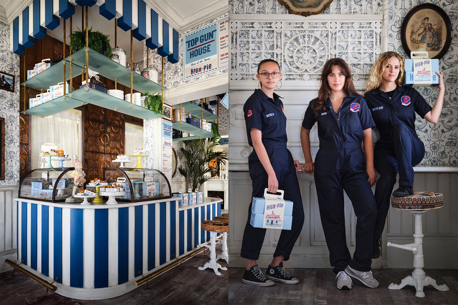 The inside of the "Top Gun" house and High-Pie bakery in Oceanside, California
