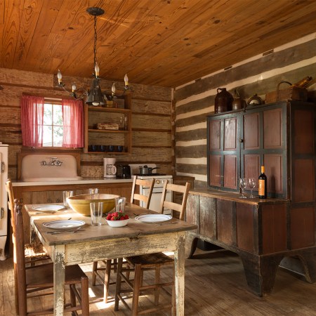 Interior of a cabin at BlissWood Bed and Breakfast Ranch in Cat Spring, Texas