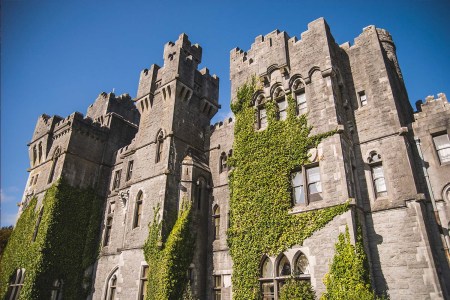 Ashford Castle with Ivy Growing on Wall, Low Angle View, Cong, Ireland