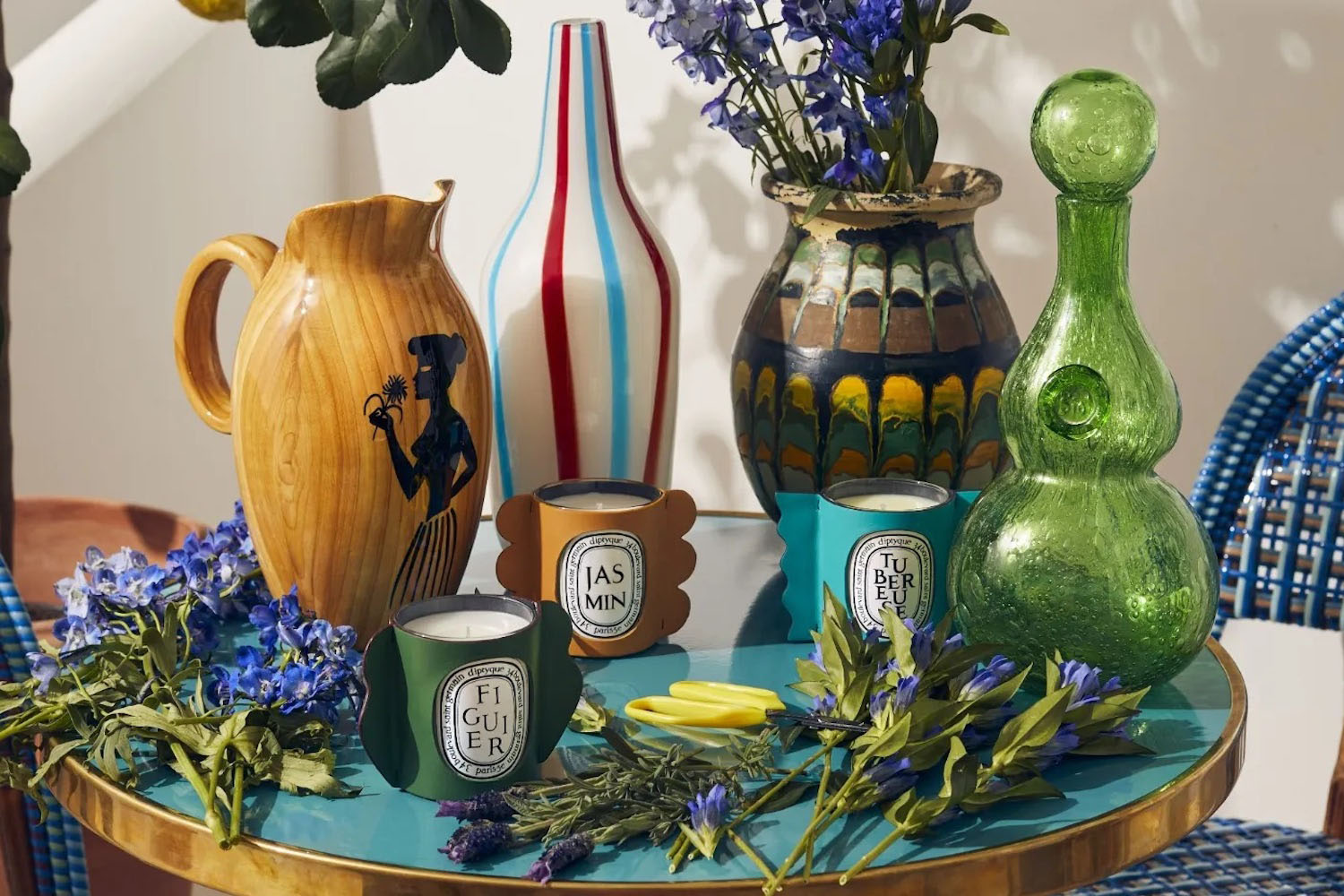 A table full of artesian goods from Diptyque