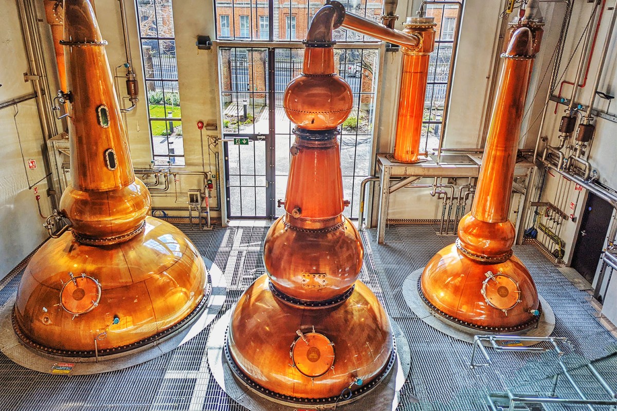 The copper pot stills at Roe & Co, a new distillery in Dublin that marks the Irish capital's distilling resurgence