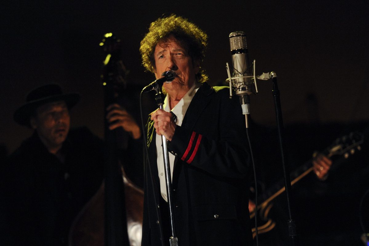 Bob Dylan performs on "The Late Show with David Letterman" on May 19, 2015.