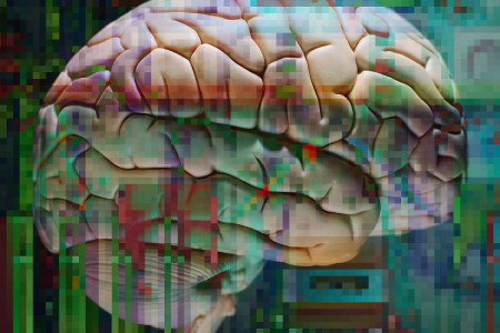 A pixellated human brain concept image.