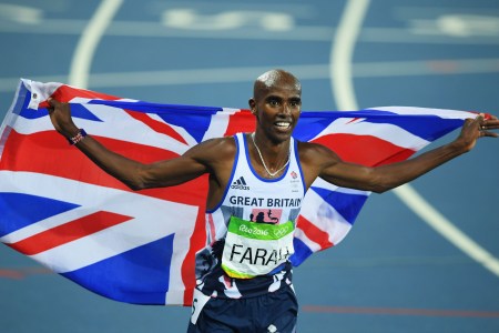 Sir Mo Farah celebrates after winning a gold medal in the Rio Olympics. He recently revealed that he was trafficked to the U.K. as a child.