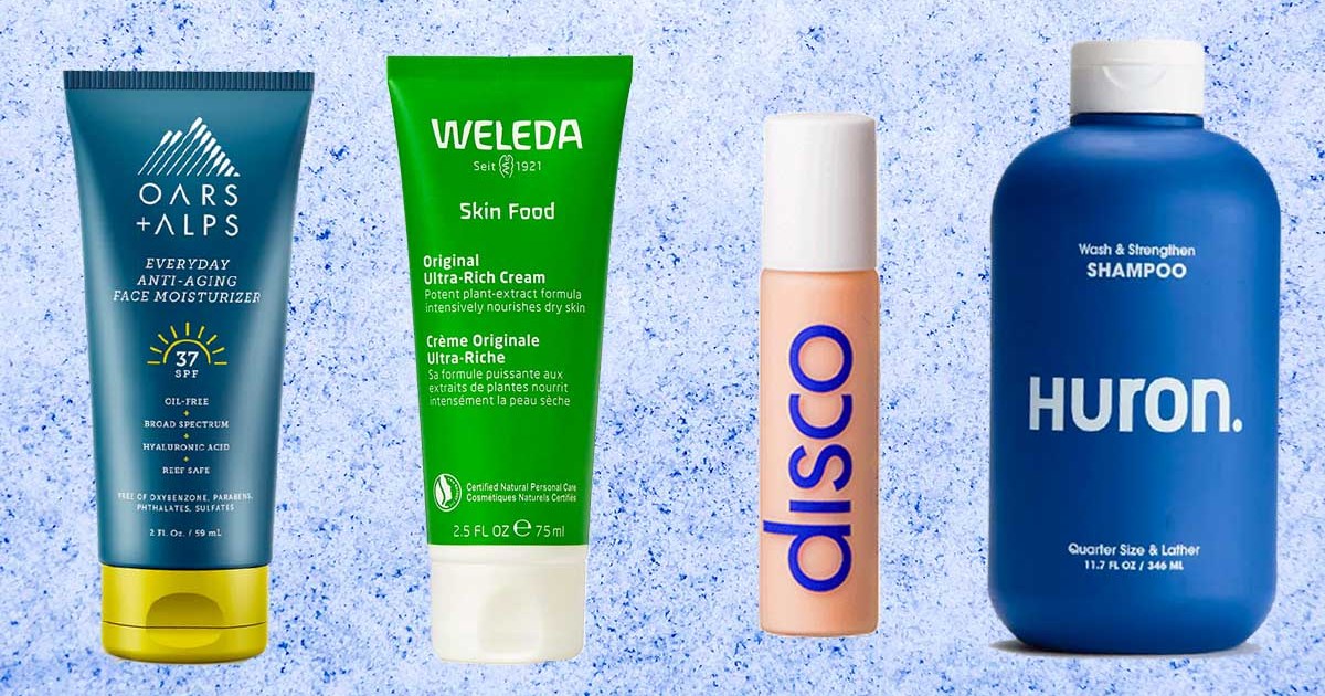 Oars and Alps everyday sunscreen, Weleda's Skin Food rich moisturizer, Disco's under-eye stick and Huron's shampoo, some of the 12 grooming basics every guy should own.