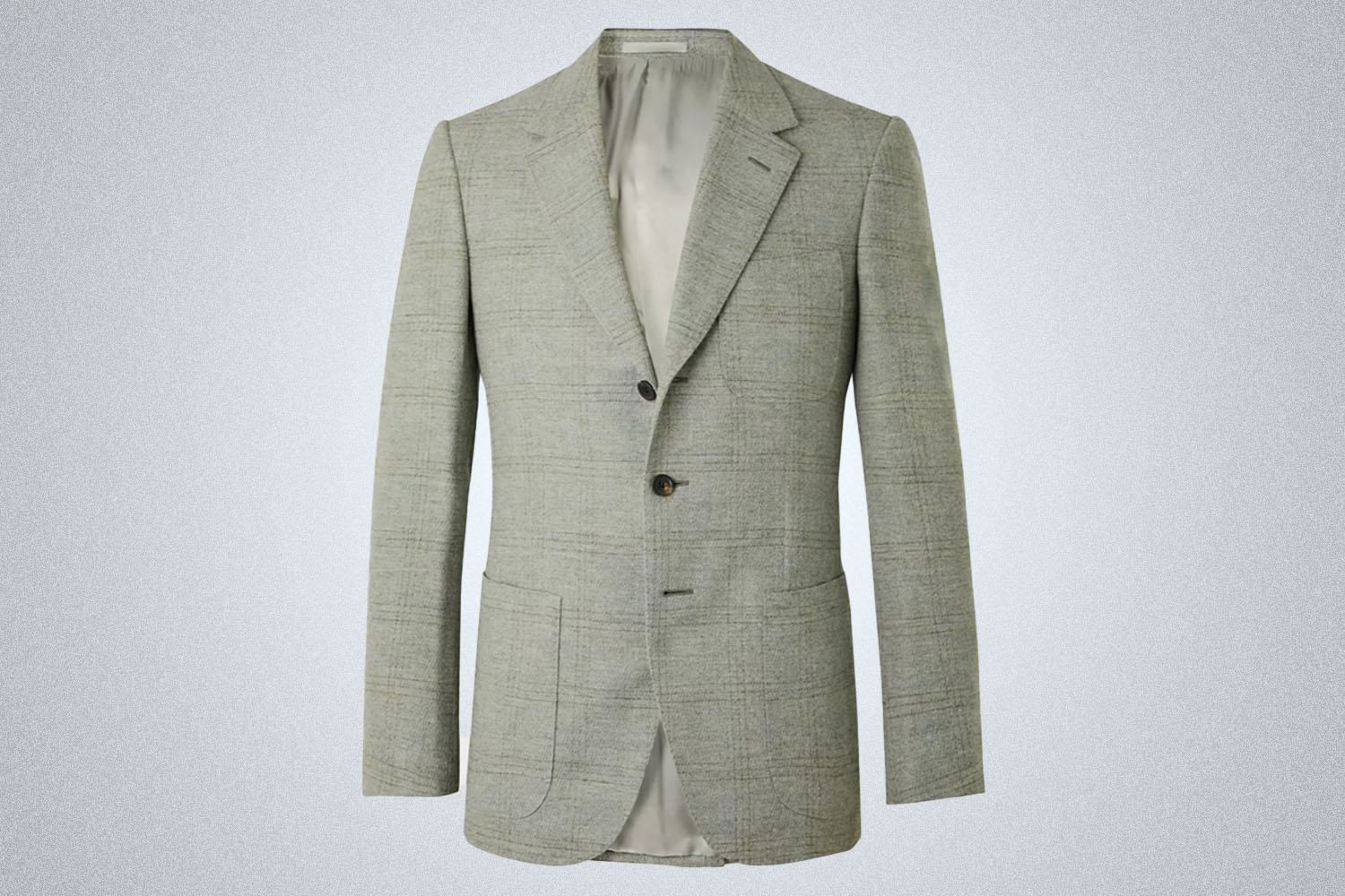 a grey checked blazer from Kingsman on a grey background