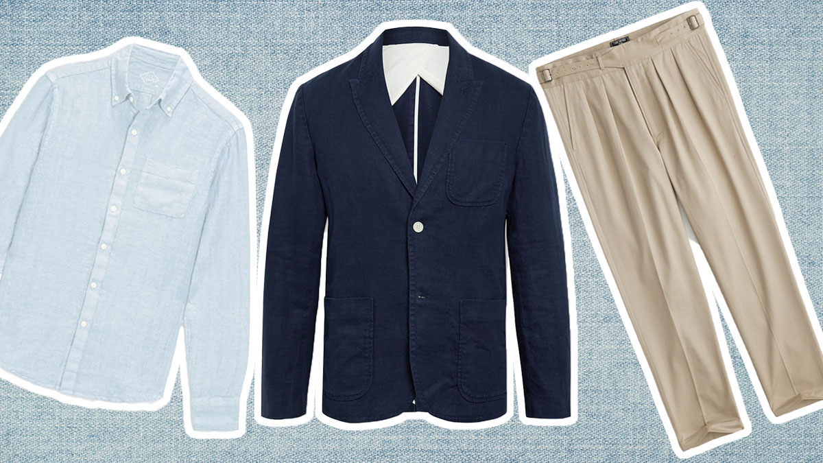 a collage of linen items on a crinkled tan background