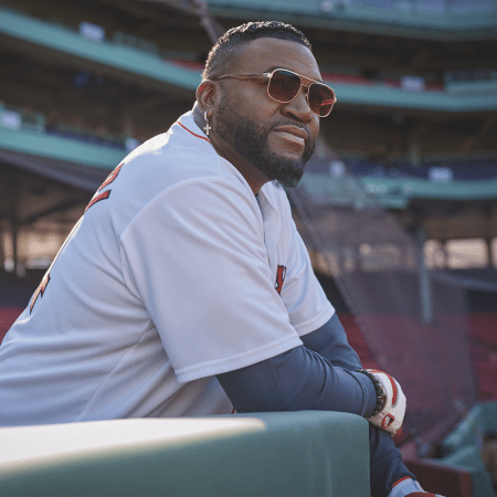 David Ortiz gazes out across an empty Fenway Park.