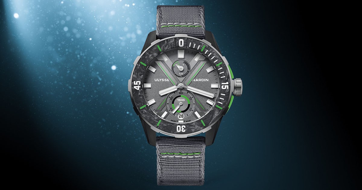 The Ulysse Nardin Diver Watch on an ocean background