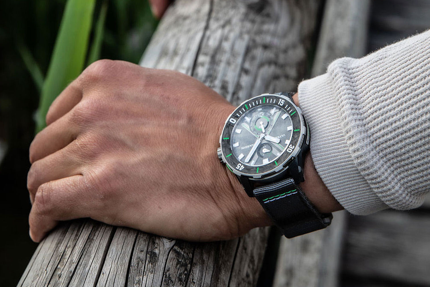 a Ulysse Nardin Diver watch on wrist