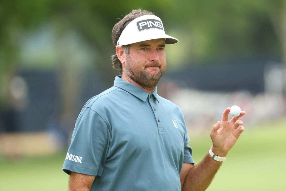 Bubba Watson reacts to a putt at the 2022 PGA Championship at Southern Hills Country Club