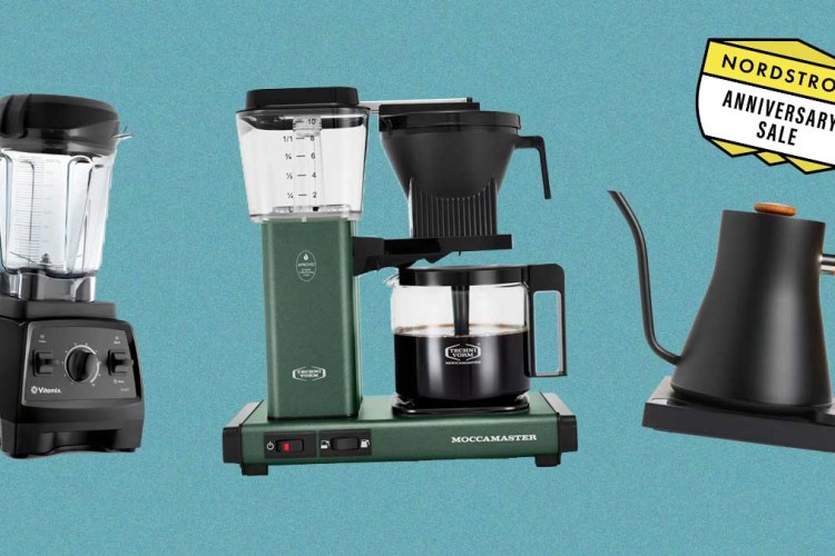 A Vitamix blender, Moccamaster KBGV Select Coffee Brewer and Fellow electric kettle, all of which are on sale at the Nordstrom Anniversary Sale
