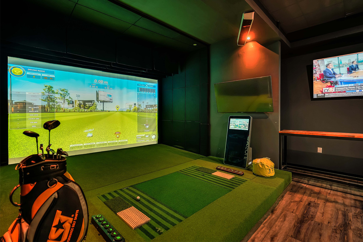 The golf simulator at iCompete Experience in Lewisville, Texas