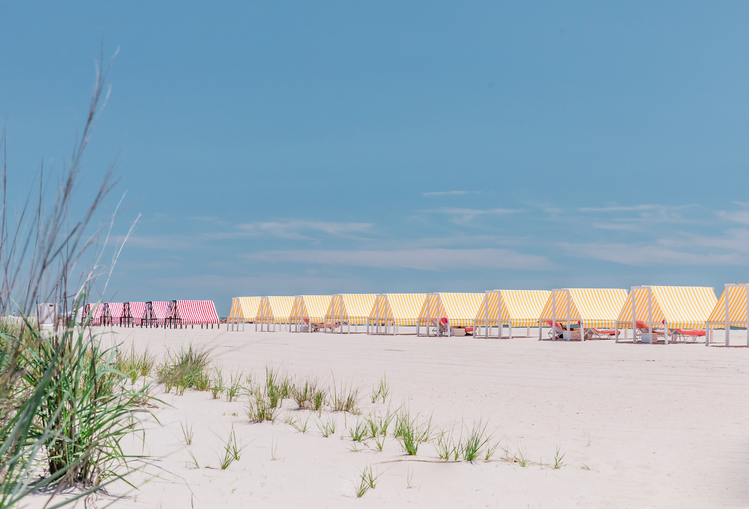 Red and Yellow Cabanas on the beach in Cape May New Jersey