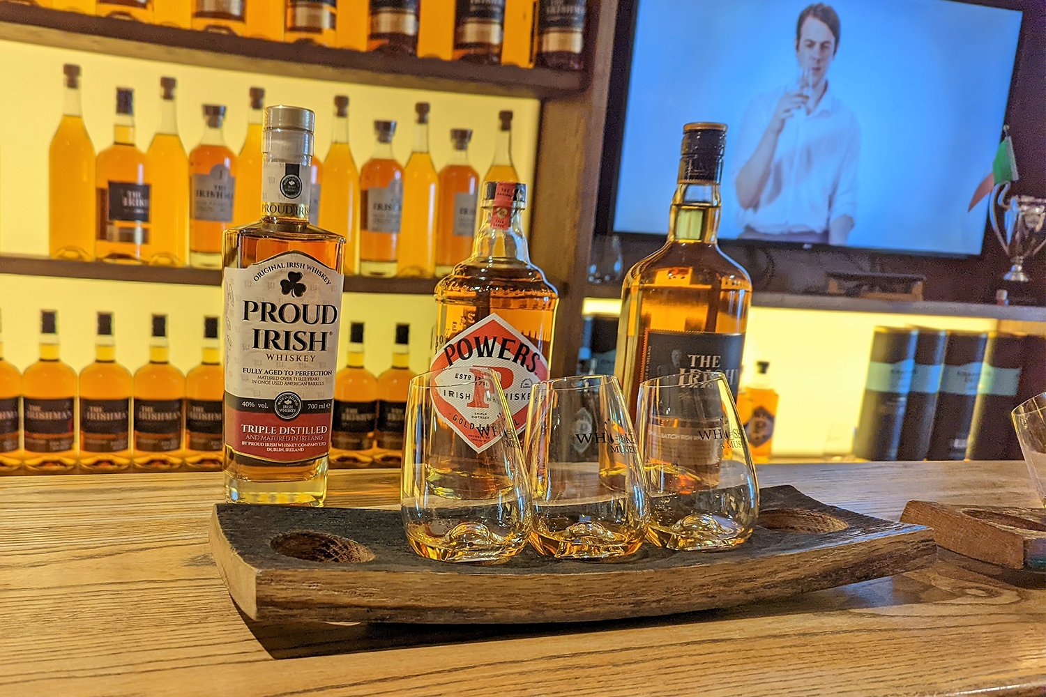 A tasting of three whiskies from Ireland at the Irish Whiskey Museum in Dublin