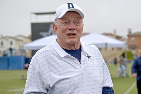 Dallas Cowboys owner Jerry Jones welcomes fans to training camp.