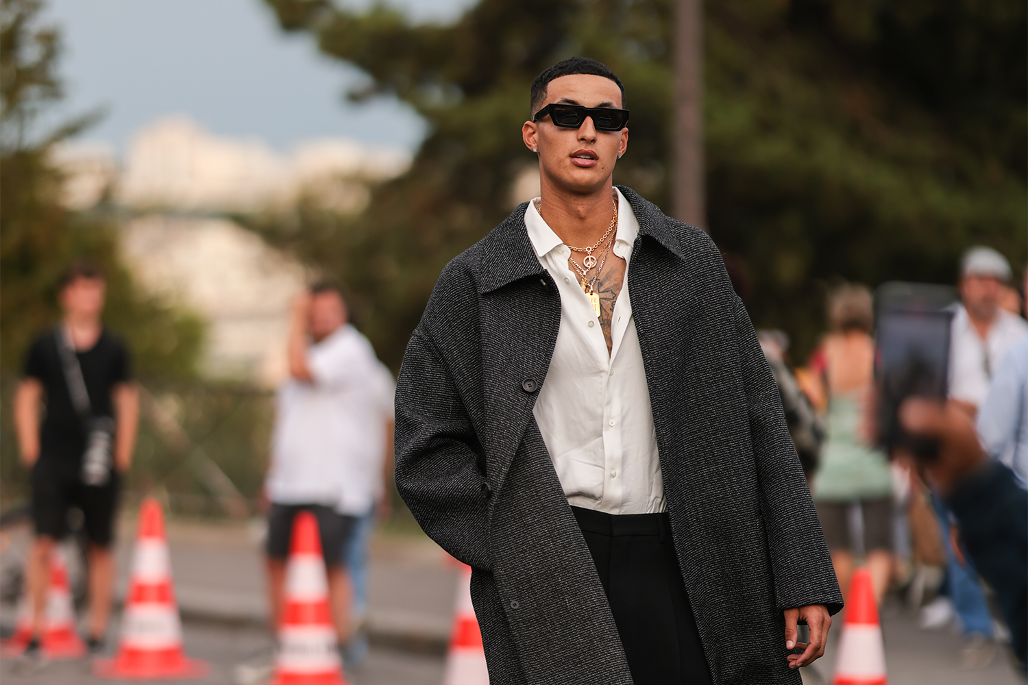 Kyle Kuzma at the AMI by Alexandre Mattiussi show at Paris Fashion Week in June.