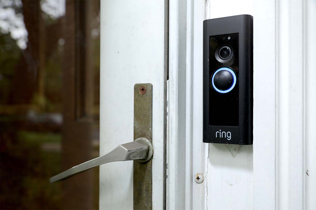 A doorbell device with a built-in camera made by home security company Ring is seen on August 28, 2019 in Silver Spring, Maryland. Amazon admits its given police footage without a warrant 11 times this year.