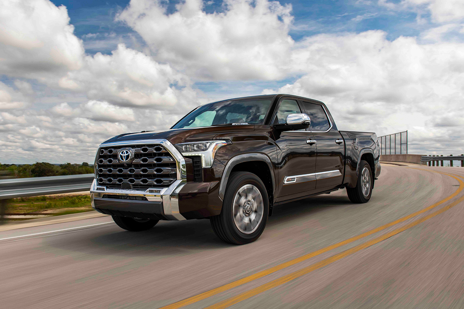 The 2022 Toyota Tundra pickup truck, the 1794 Edition in smoked mesquite brown