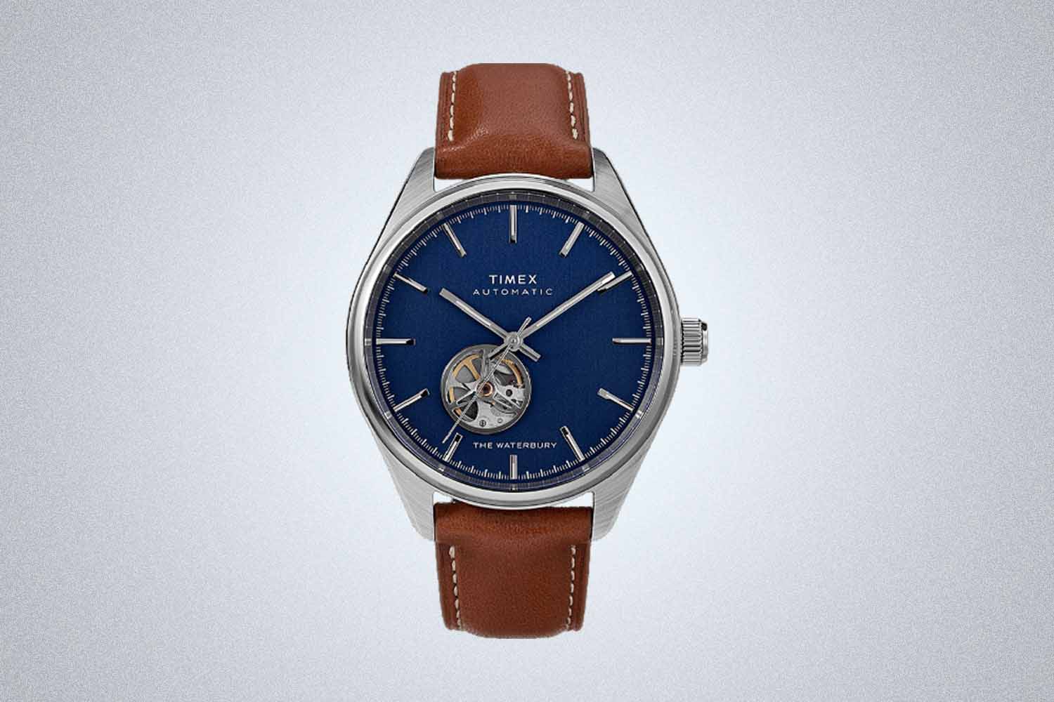 Waterbury Traditional Automatic Open-Heart Dial 42mm Leather Strap Watch