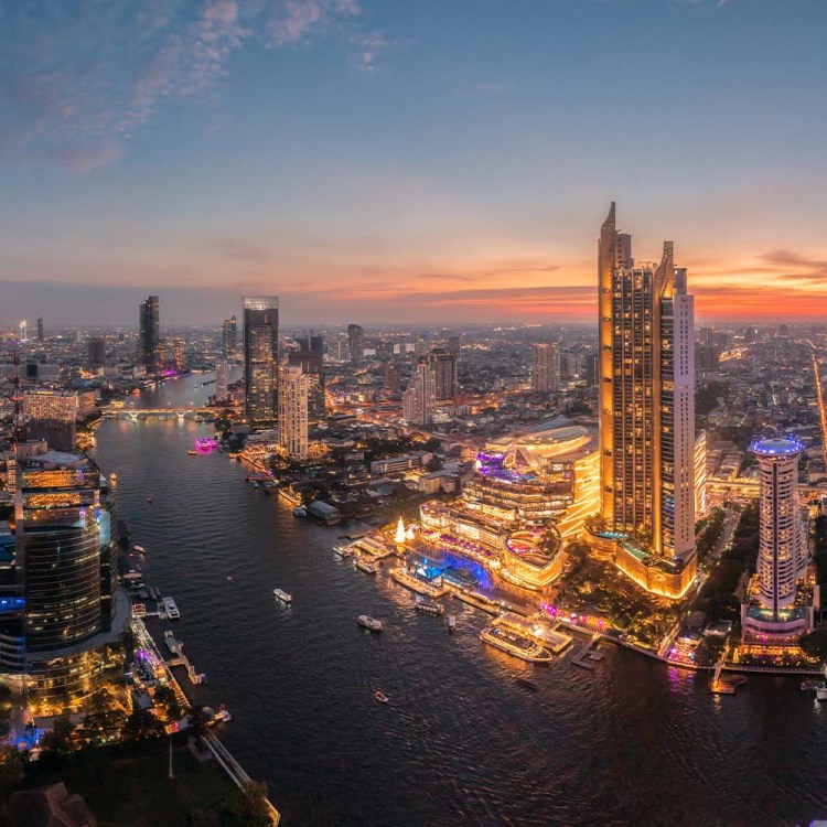 Aerial view of Bangkok city at twilight
