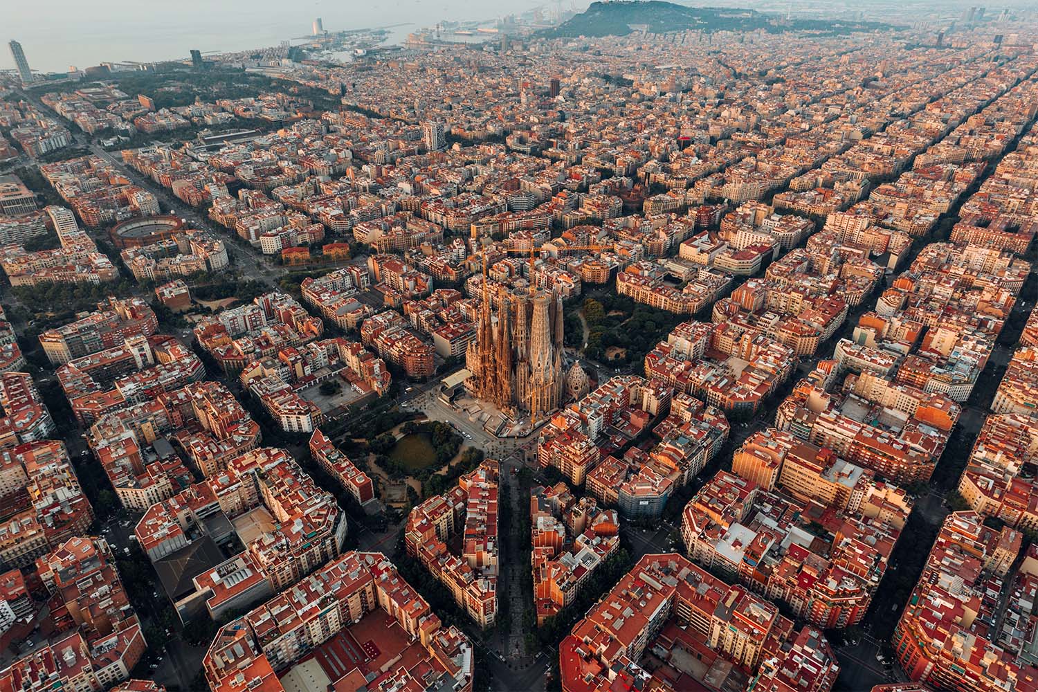 Aerial view of Barcelona, Spain. The country will no longer allow air conditioning to be set below 80 degrees Fahrenheit in the summer.