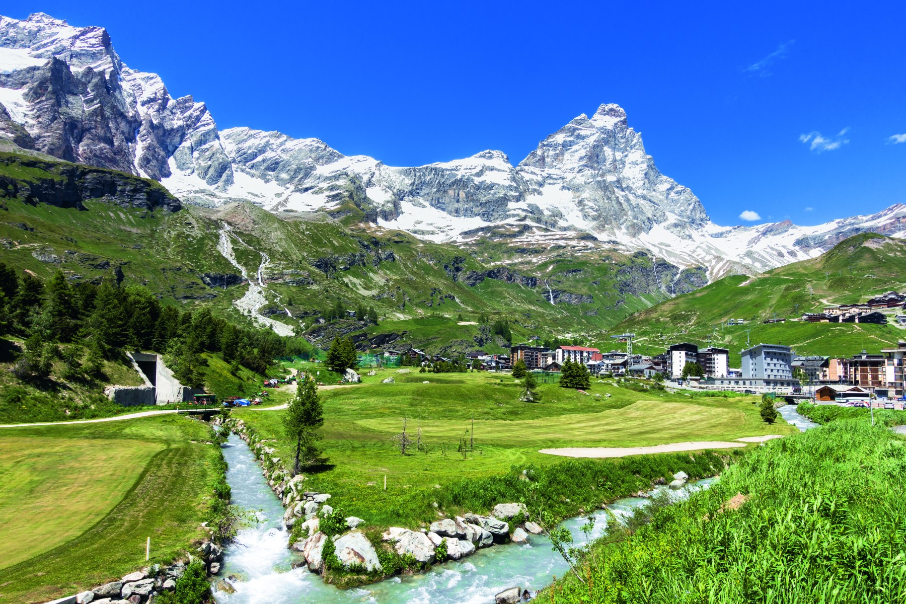 <strong>CERVINO GOLF CLUB</strong>, Italy. The iconic Matterhorn watches your every swing at this Alpine course.<br><br>Waldek says: “Italy's Cervino Golf Club is at an elevation of more than 6,700 feet, set in the shadow of the Matterhorn (known as Cervino in Italy). Keep an eye out for marmots as you play and try not to channel your inner Bill Murray à la <em>Caddyshack</em>.”<br>