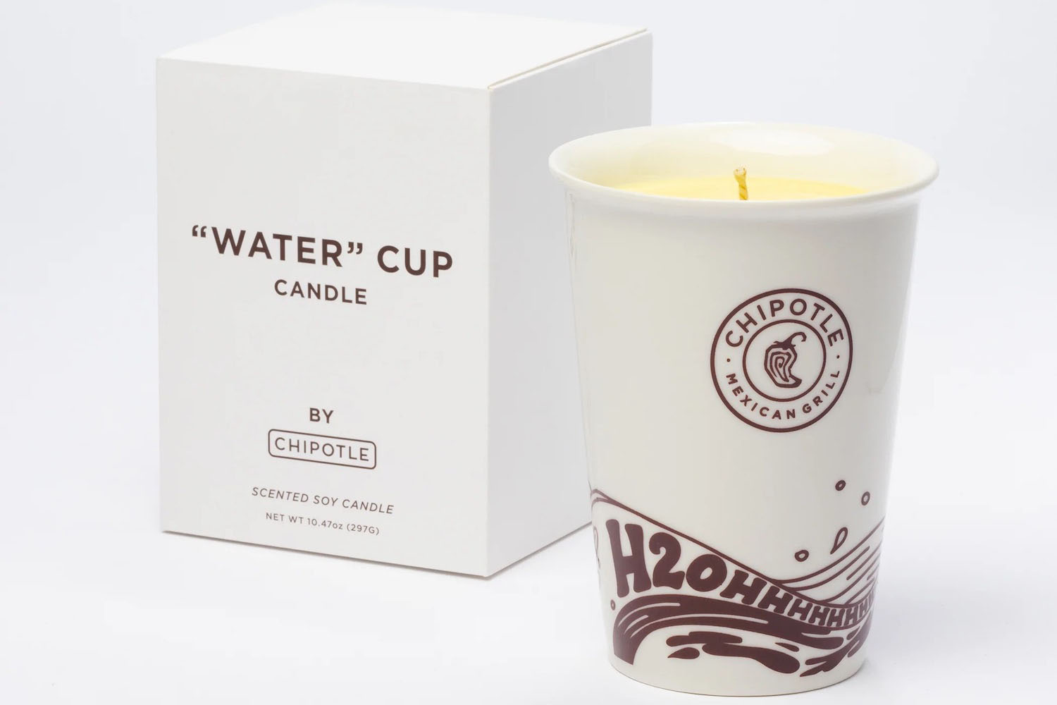 a chipotle candle and box on a white background