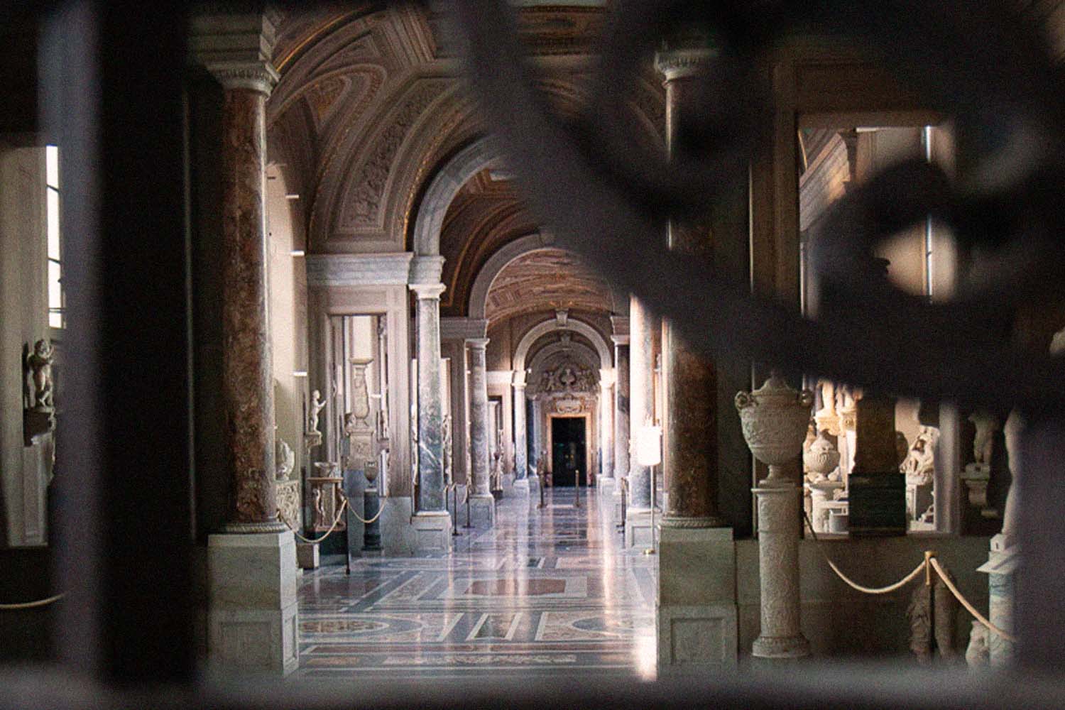 A look into a totally empty Vatican hallway