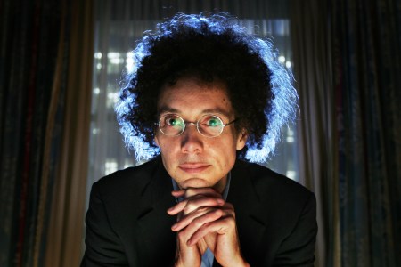 A portrait of Malcolm Gladwell from 2005, when he wrote about liking the WFH model. Now in 2022, he decries it.