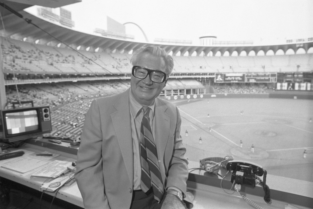 Harry Caray in the broadcast booth. A new hologram Harry Caray is the center of a new controversey.