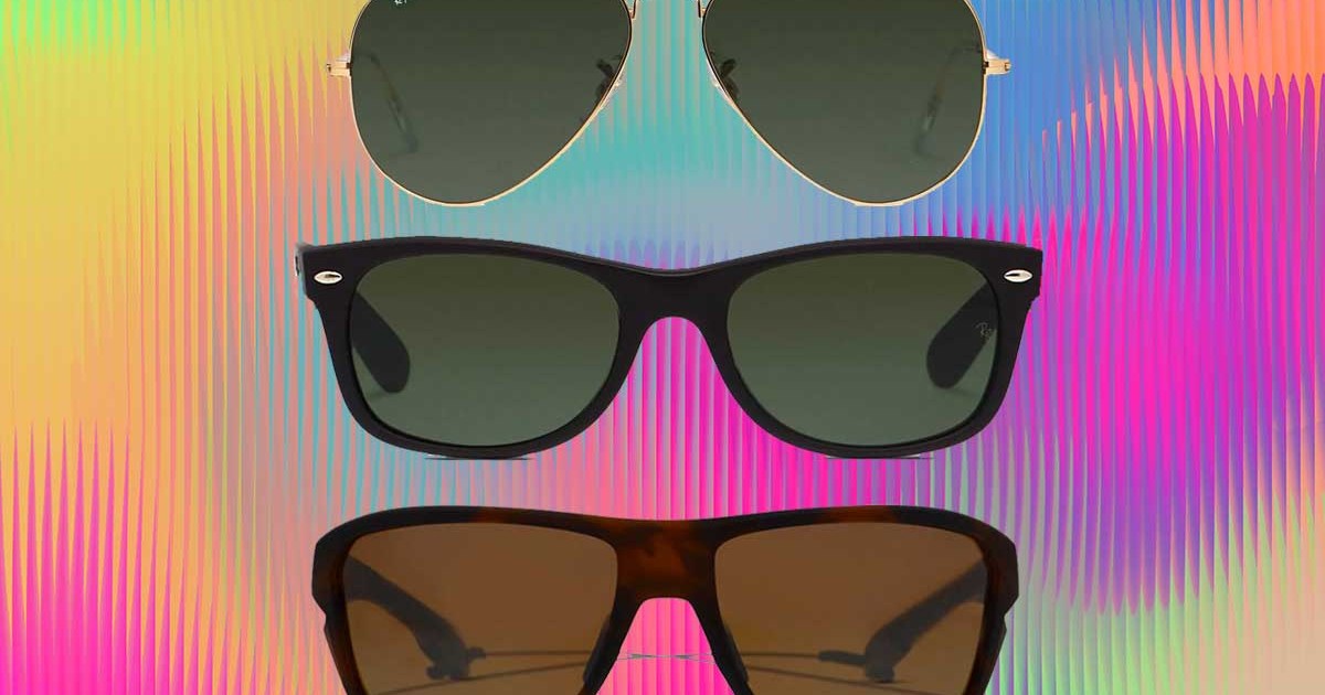 Three pairs of eyeglasses from GlassesUSA on an orange abstract background