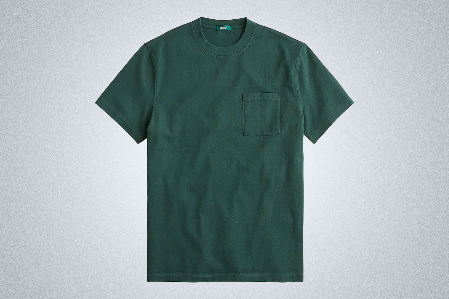 a green relaxed fit tee from J.Crew on a grey background