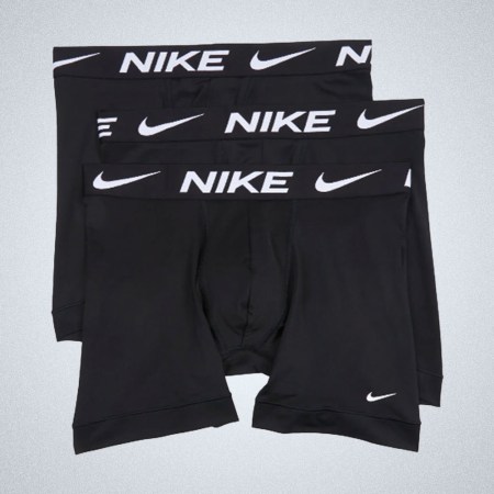 three Nike boxers overlayed on a grey background