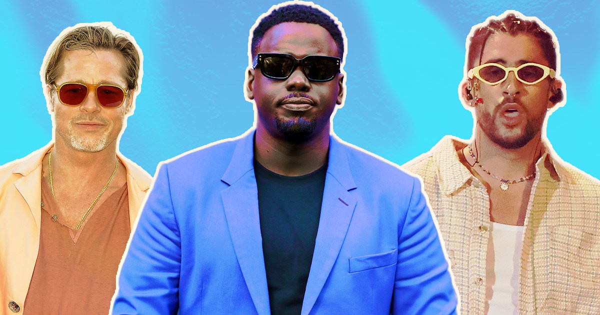 three actors with sunglassses on on a wavy blue background