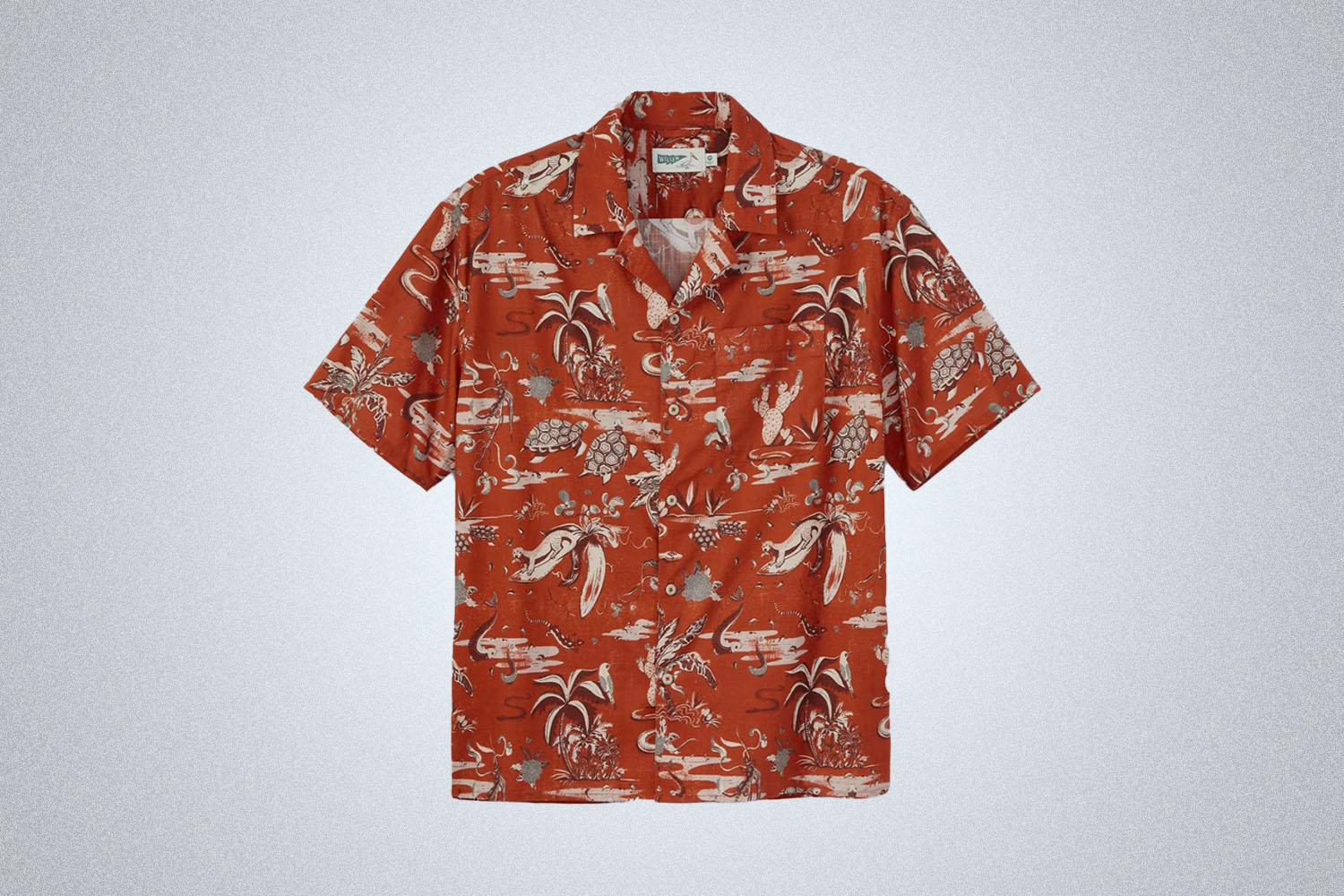 a red printed shirt from Wellen on a grey background