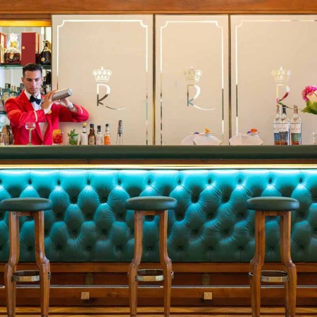 A bartender at Bar delle Rose in the Royal Hotel Sanremo. Italian hotel bars are known for impeccably dressed staff and very few seats.