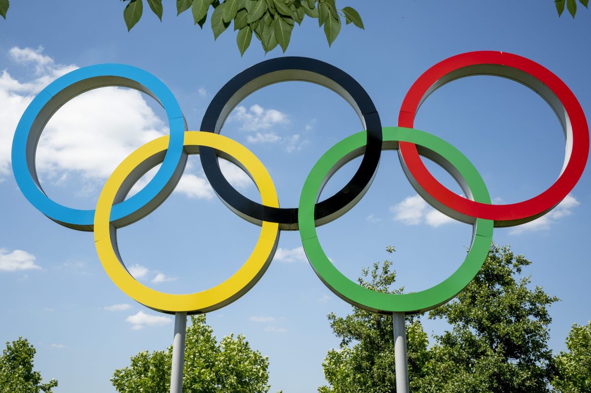 The original Olympic rings in Queen Elizabeth Olympic Park in London
