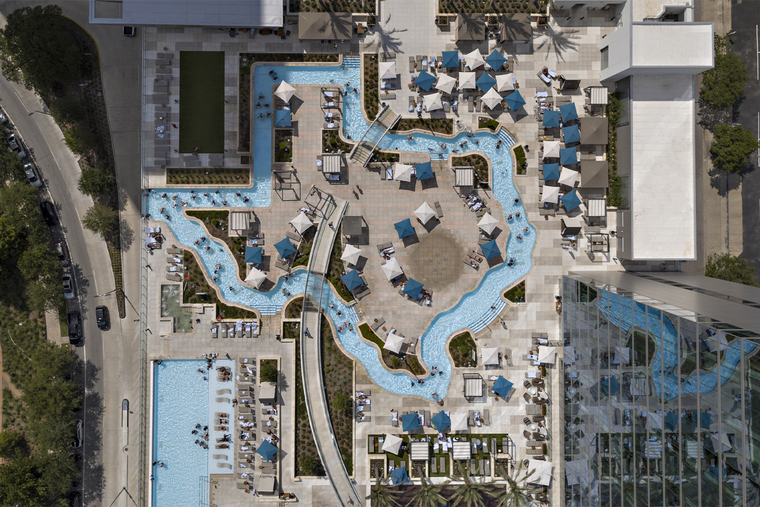 Pool at the Mariott Marquis Houston, shaped like Texas.