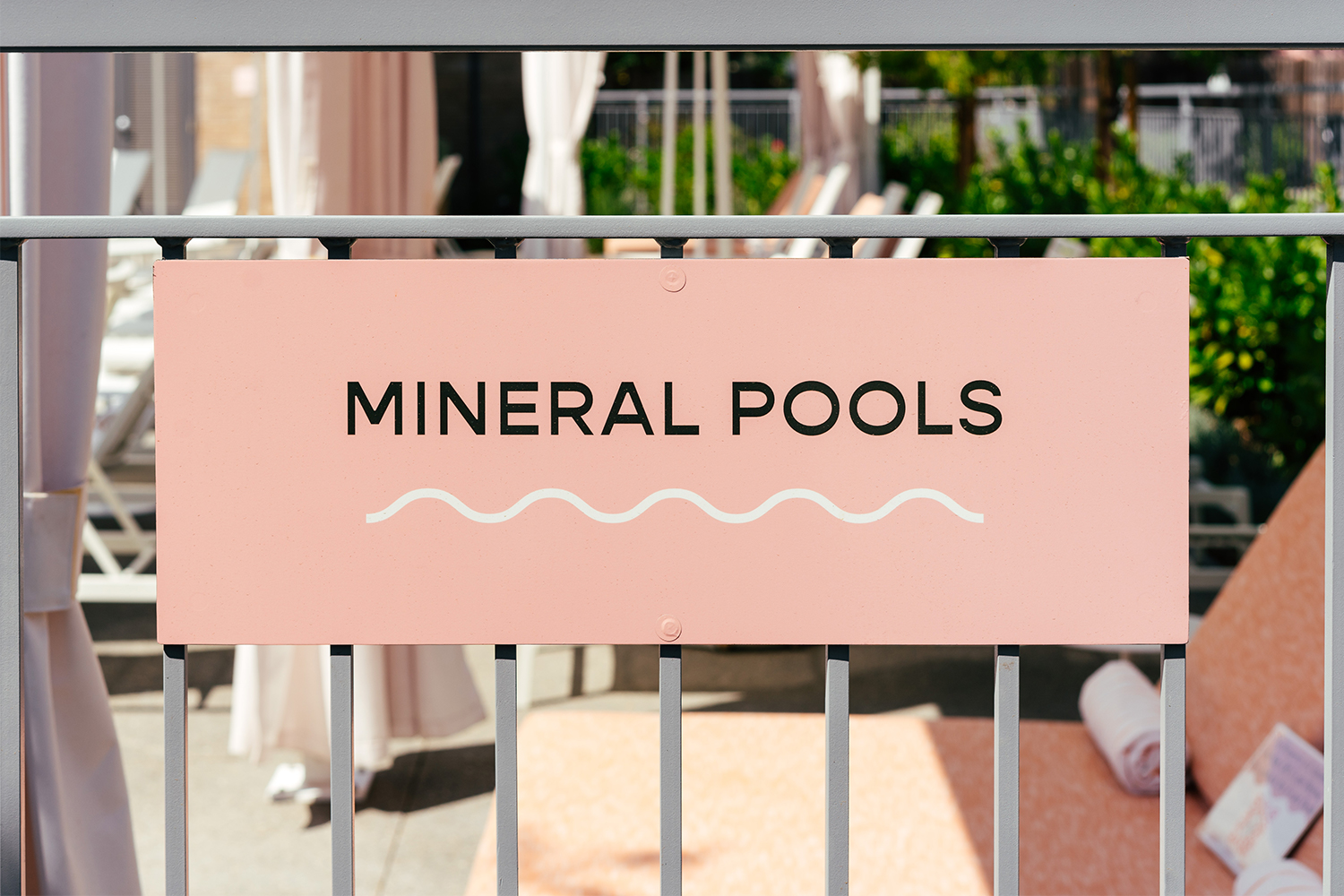 A sign that reads "Mineral Pools" at Dr. Wilkinson's in Napa Valley