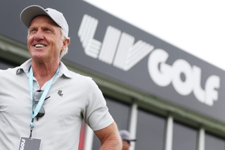 LIV Golf CEO and commissioner Greg Norman at his circuit's July event in Portland.