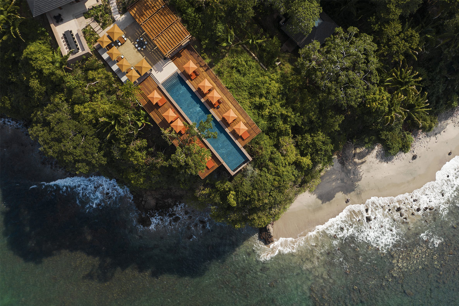 An overhead drone photo of the One&Only Mandarina resort in Mexico