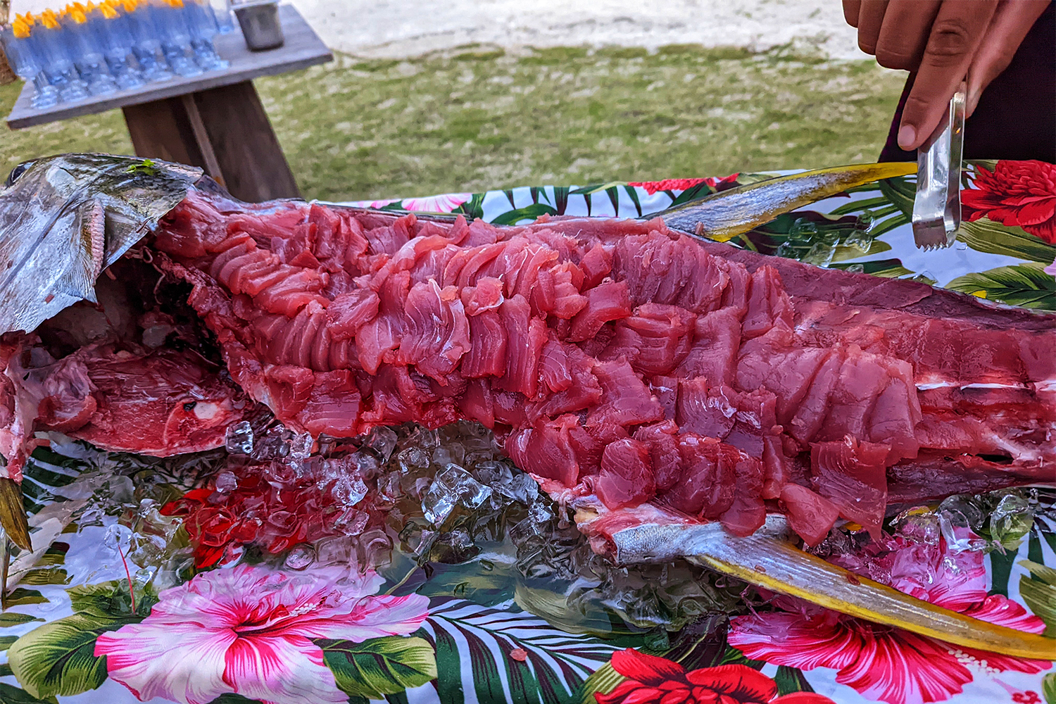A fish cut in the sashimi style at Conrad Bora Bora Nui in French Polynesia