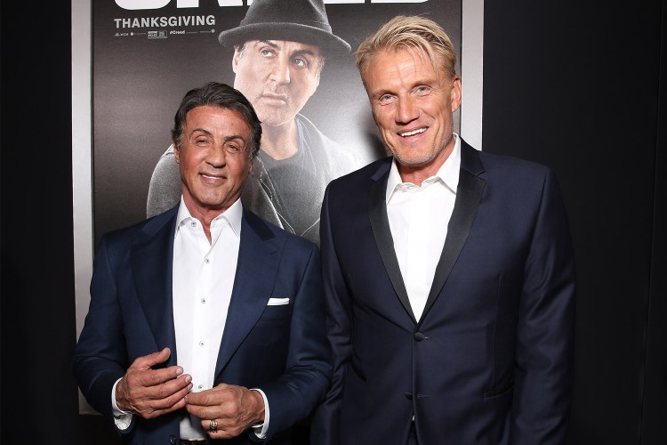 Sylvester Stallone and Dolph Lundgren at the premiere of “Creed” in 2015 in Westwood, California.