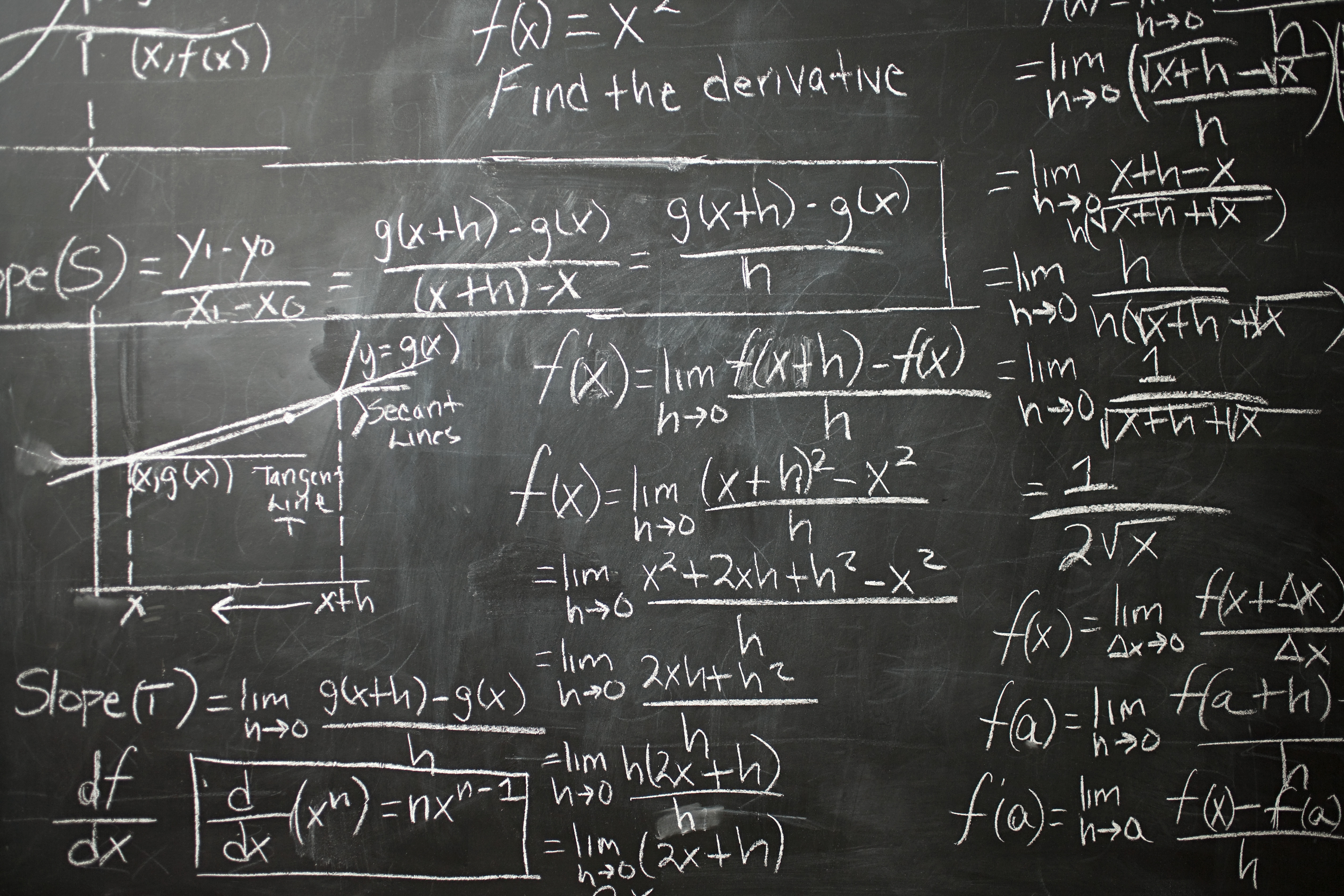 A chalkboard with intricate math equations. If you still dream about school and schoolwork like this, you're not alone according to science.