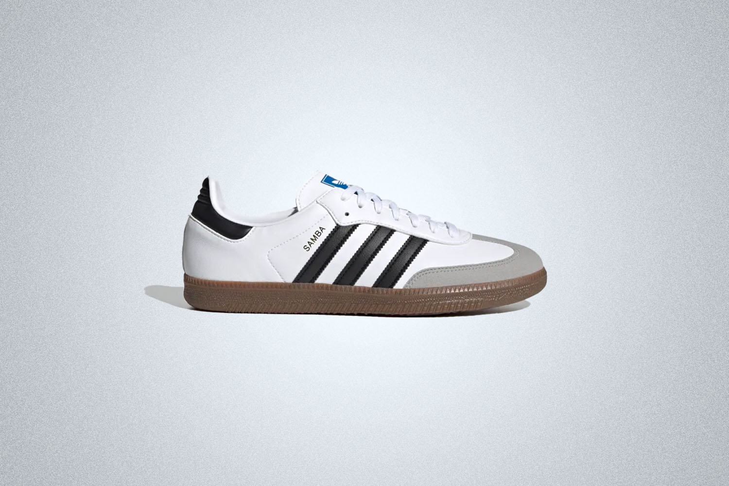 The Adidas Sambas Sneakers on a gray backgorund